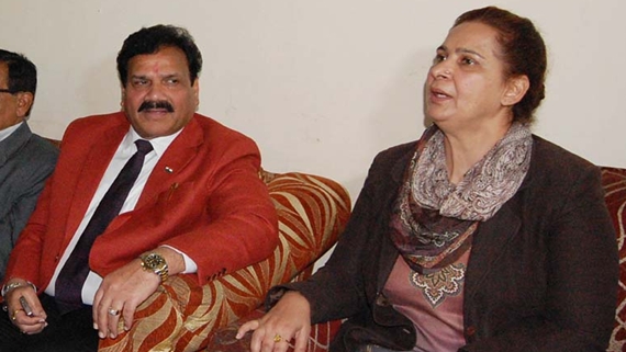 punjab page;Dr Navjot Kaur Sidhu ,Congress leader Dr Raj kumar(center) and jugal kishore sharma during press conference  in Amritsar on Wednesday. Photo: Vishal Kumar