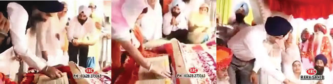 ਸ਼੍ਰੀ ਗੁਰੂ ਗ੍ਰੰਥ ਸਾਹਿਬ ਨੂੰ ਤਿਲਕ ਲਾਉਂਦੇ ਹੋਏ ਵੱਖ-ਵੱਖ ਰਾਜਸੀ ਆਗੂ
